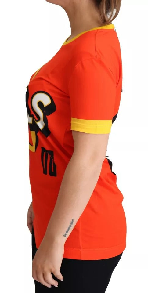 Dolce & Gabbana – T-Shirt mit Rundhalsausschnitt und orangefarbenem Royals-Print