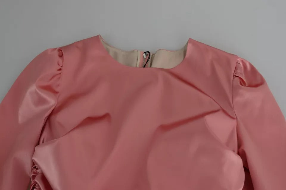 Dolce & Gabbana – Rosafarbenes, figurbetontes Midikleid mit langen Ärmeln