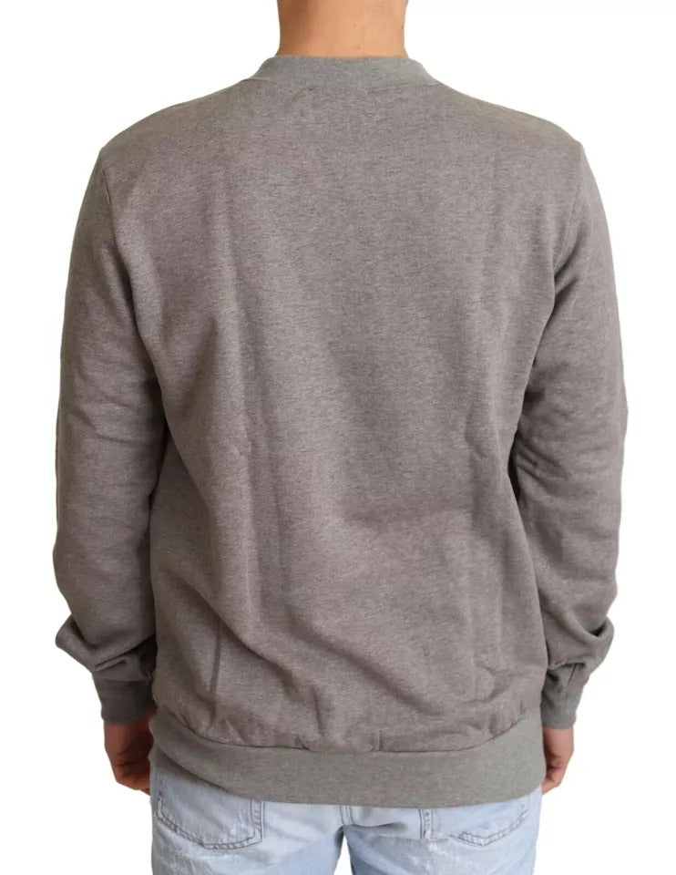Dolce & Gabbana Grauer Pullover aus Baumwolle mit Kronenkönig