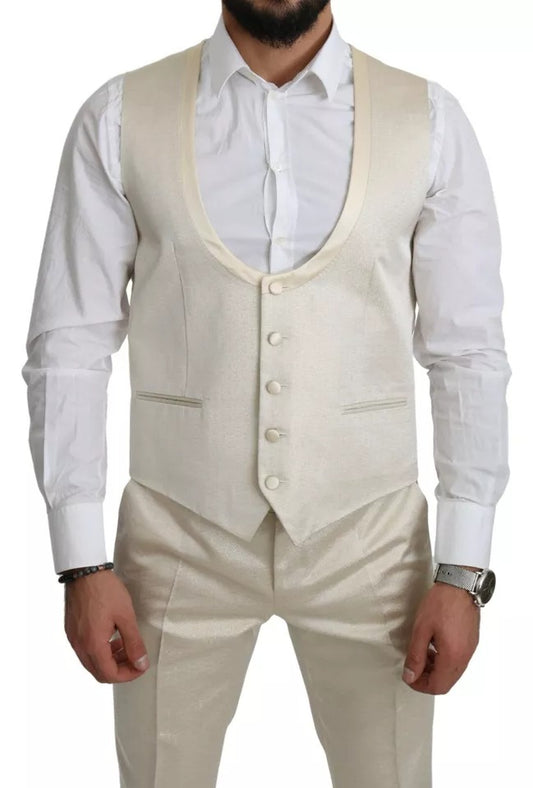 Dolce & Gabbana Beige Wollcreme 3-teiliger SICILIA-Schalanzug