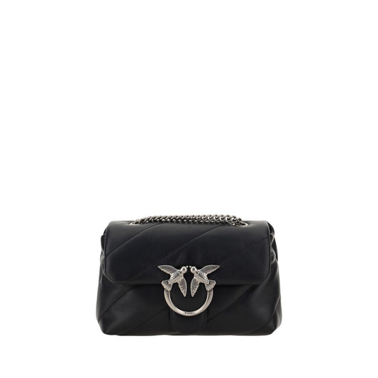 PINKO Black Calf Leather Bos Taurus Shoulder Bag