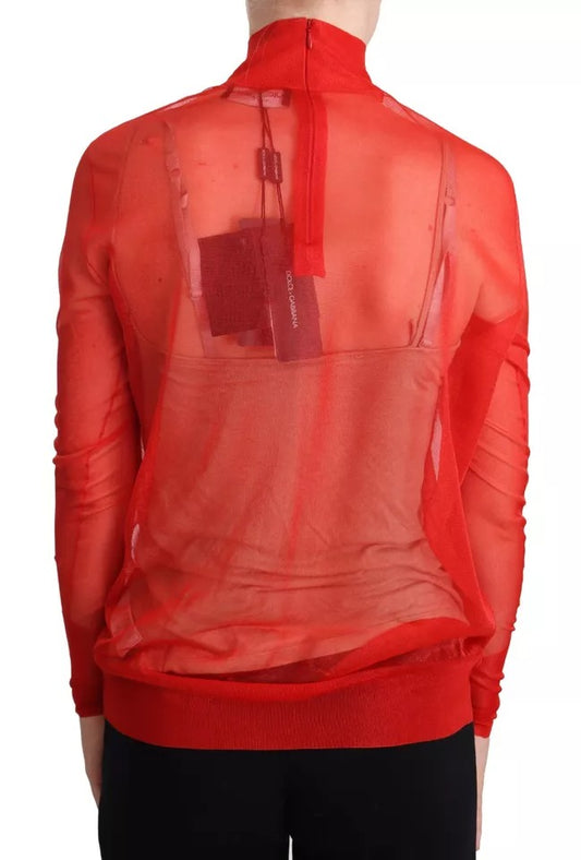 Dolce & Gabbana Orangefarbener halbtransparenter Blusenpullover