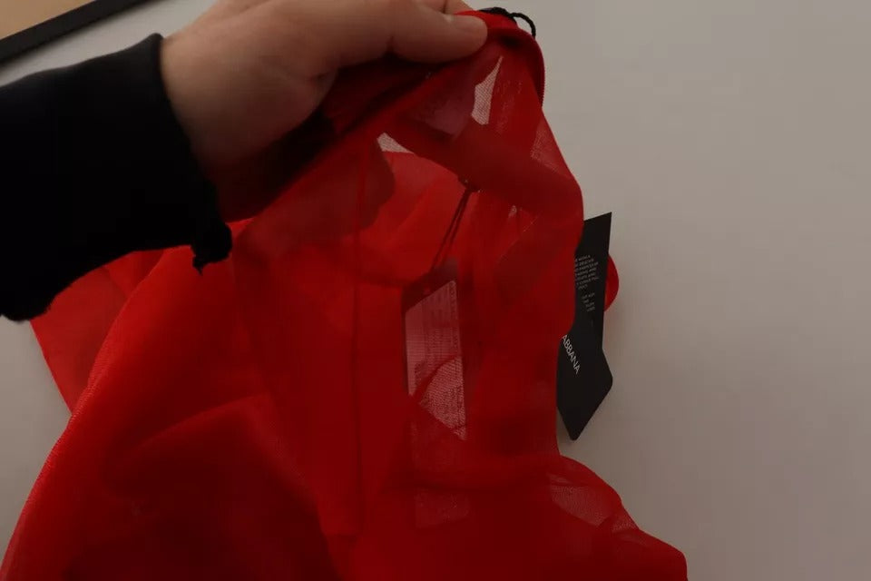 Dolce & Gabbana Orangefarbener halbtransparenter Blusenpullover