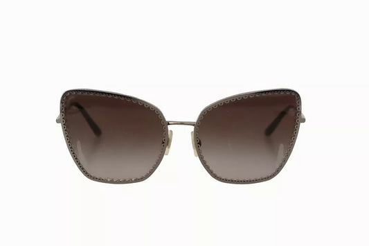 Dolce & Gabbana DG2212 – Sonnenbrille mit ovalem Metallrahmen und Spitzenlogo in Schwarz und Silber