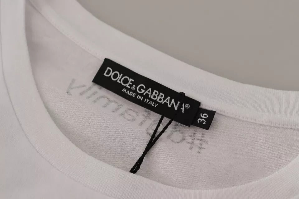 Dolce & Gabbana Weißes Baumwoll-T-Shirt mit #DGFamily-Patch