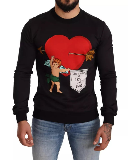 Dolce & Gabbana – Schwarzer Kapuzenpullover mit Cupid-Print