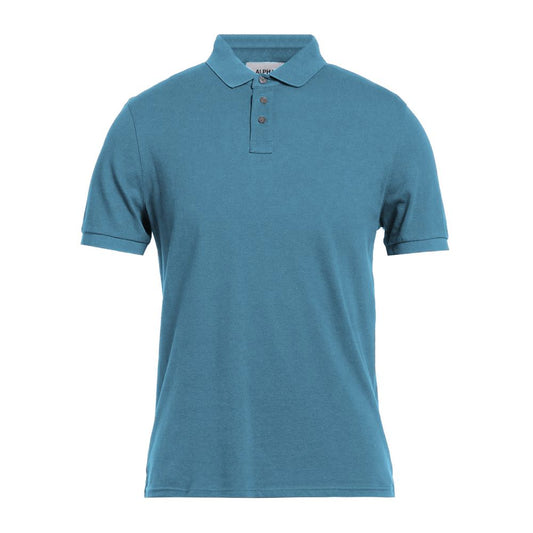 Alpha Studio Hellblaues Poloshirt aus Baumwolle für Herren