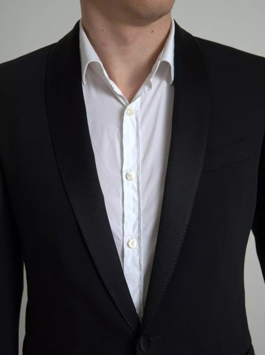 Dolce & Gabbana Einreihiger MARTINI Blazer aus schwarzer Wolle