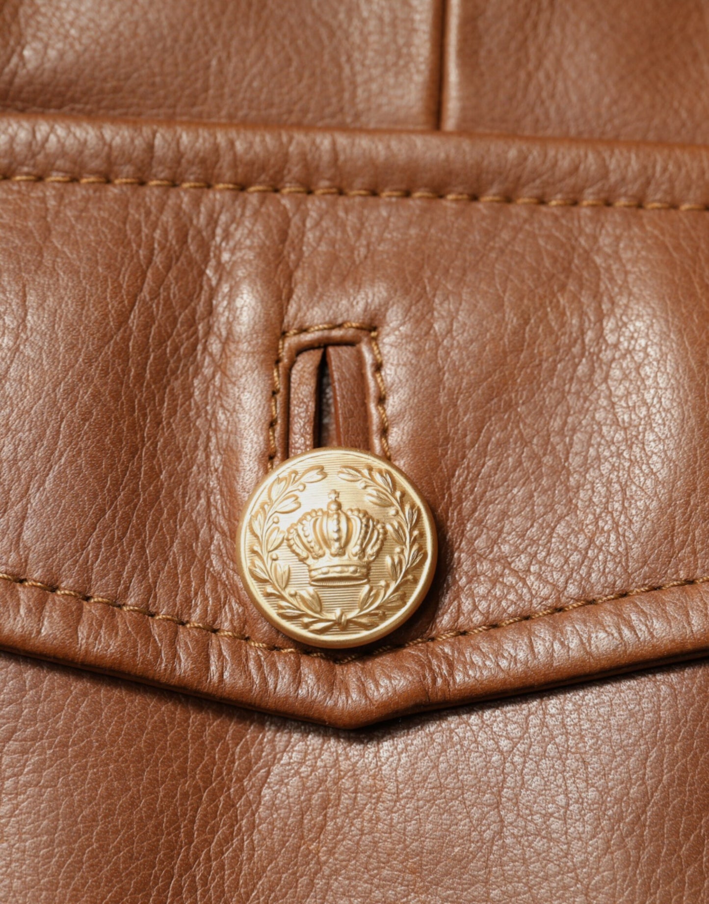 Dolce & Gabbana – Button-Down-Jacke aus braunem Kalbsleder