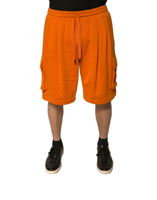 Dolce & Gabbana Orangefarbene Herren-Cargo-Bermudashorts aus Baumwolle
