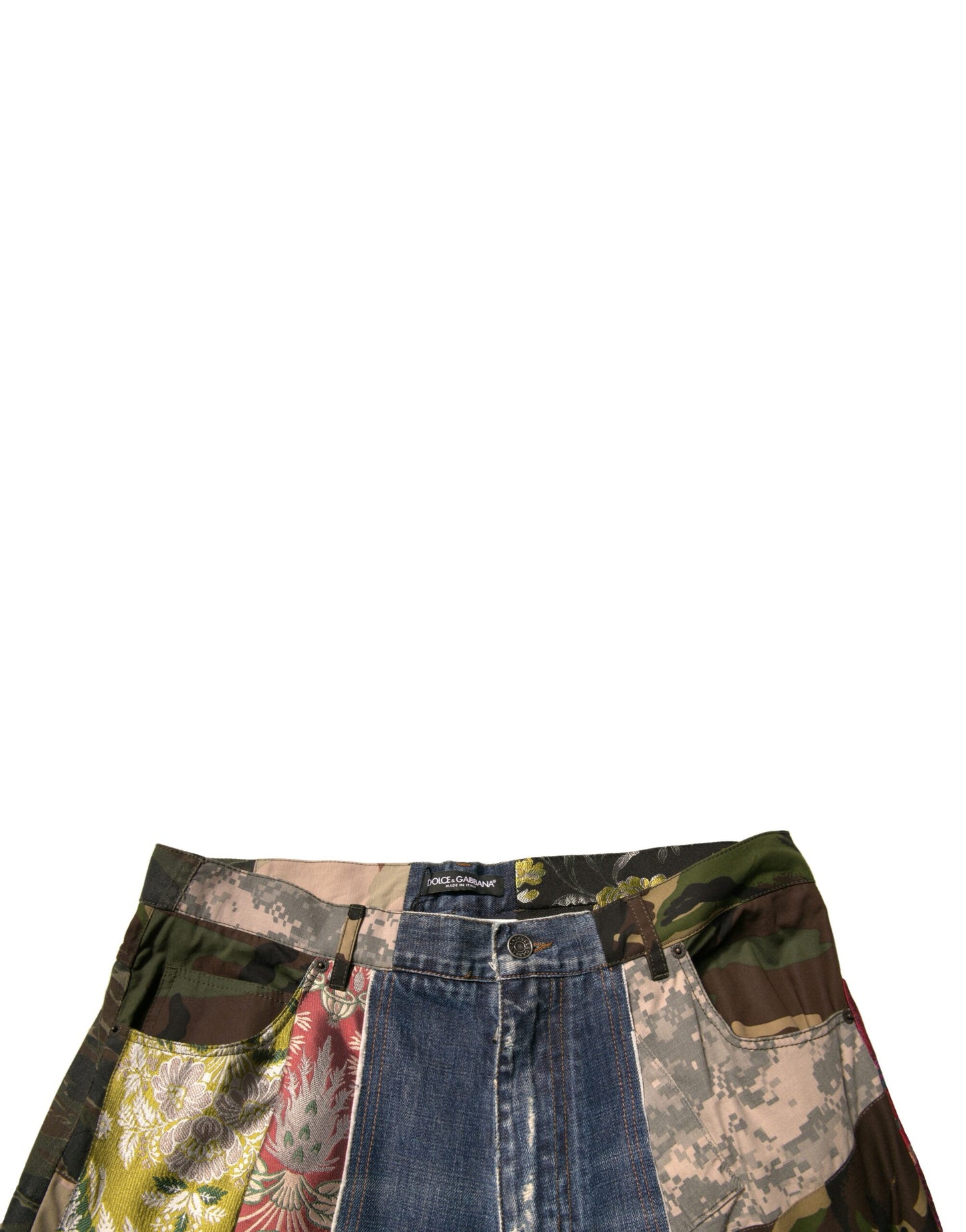 Dolce & Gabbana Blaue Patchwork-Jeans aus Baumwolle mit geradem Schnitt