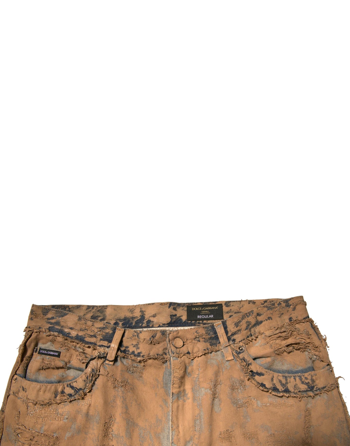 Dolce & Gabbana – Braune Skinny-Jeans aus zerfetzter Baumwolle