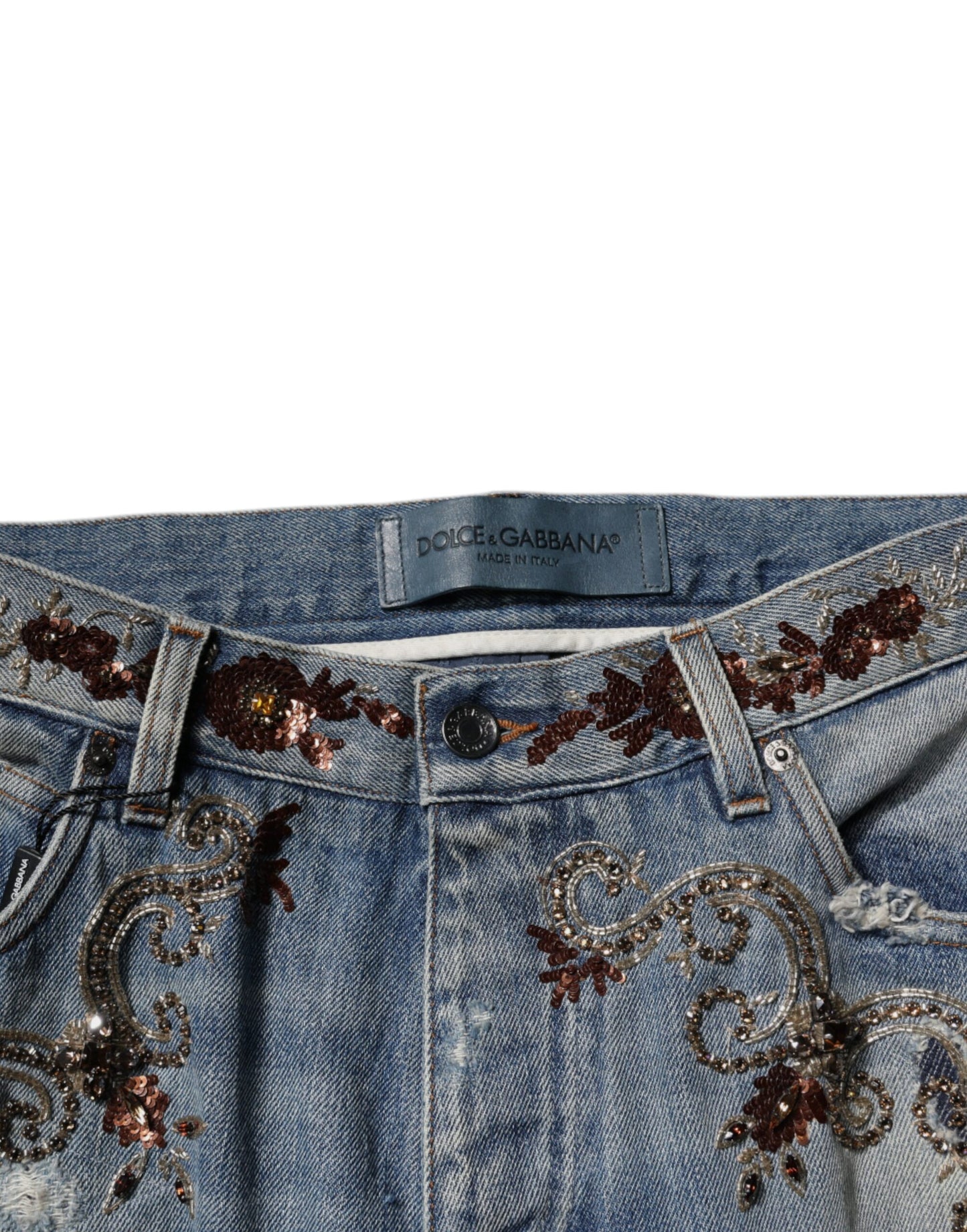 Dolce & Gabbana – Hellblaue Skinny-Jeans mit Stickerei