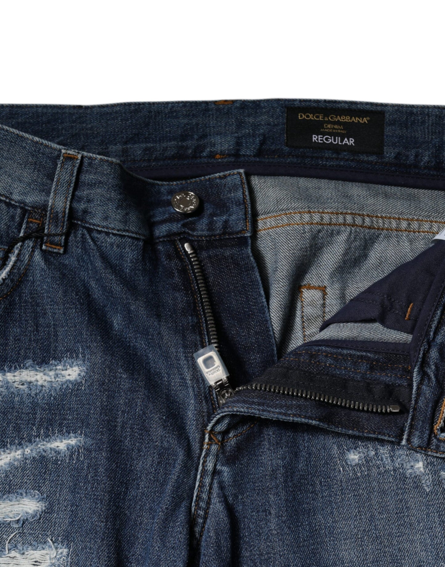 Dolce & Gabbana – Zerfetzte Skinny-Jeans aus blauer Baumwolle