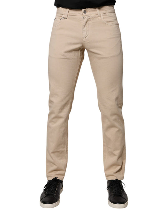 Dolce & Gabbana Beige Baumwoll-Stretch-Jeans für Herren