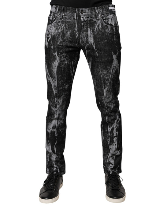 Dolce & Gabbana – Mehrfarbige Skinny-Jeans aus Baumwolle mit Batikmuster