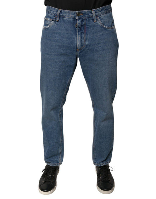 Dolce & Gabbana Blaue Baumwoll-Logo-Jeans für Herren