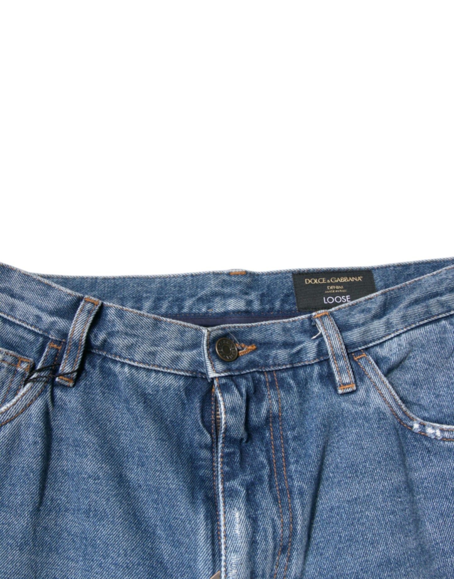 Dolce & Gabbana Blaue Baumwoll-Logo-Jeans für Herren