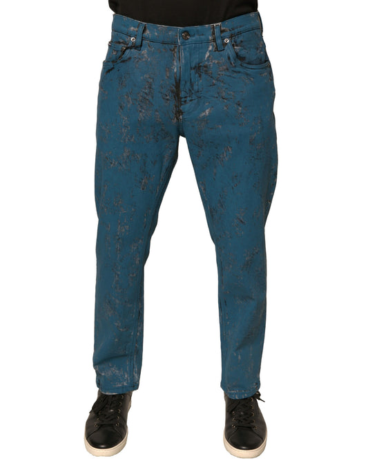 Dolce & Gabbana – Blaue Skinny-Jeans aus Baumwollstretch mit Logo