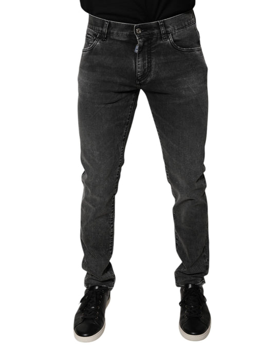 Dolce & Gabbana – Schwarze Skinny-Jeans aus Baumwollstretch mit Logo