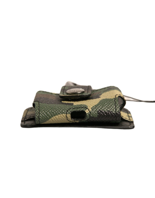 Dolce & Gabbana – Airpods-Hülle aus mehrfarbigem Camouflage-Leder und Metall