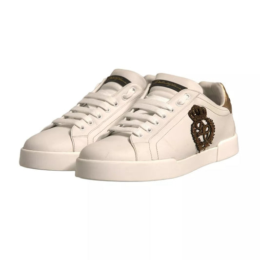 Dolce & Gabbana – Portofino-Sneakers mit Kronen-Patch in Weiß