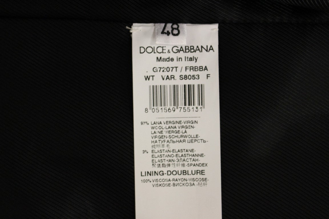 Dolce & Gabbana – Schwarze, gestreifte Wollweste mit Logo