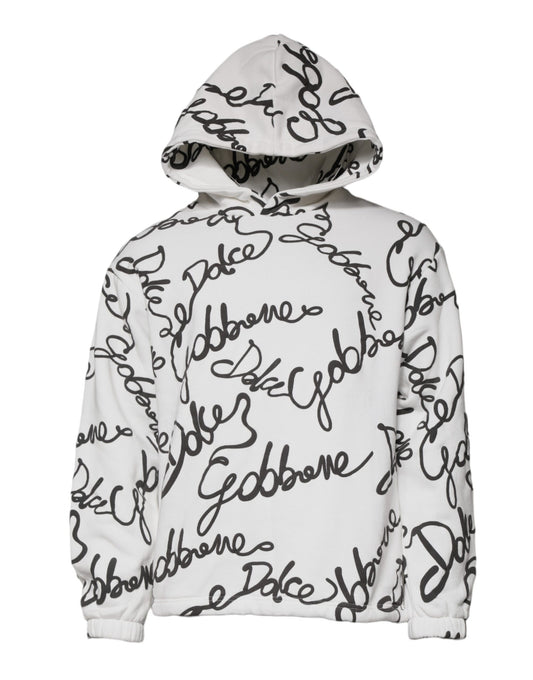Dolce & Gabbana – Weißes Baumwoll-Kapuzensweatshirt mit Logo