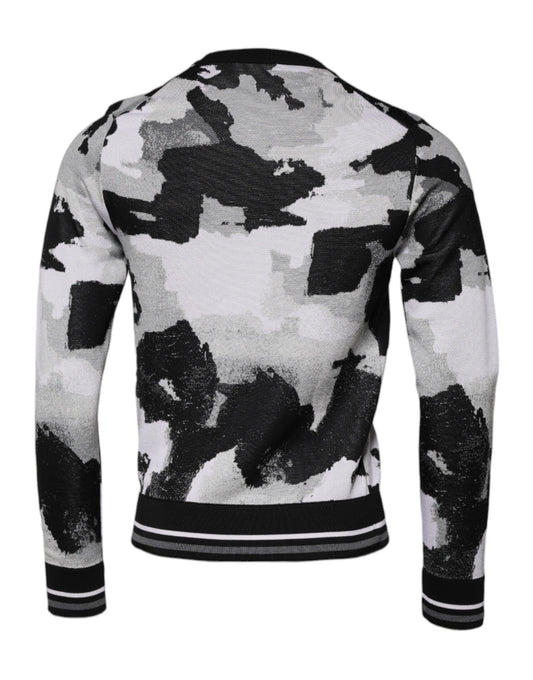 Dolce & Gabbana Multicolor Camouflage Rundhalspullover für Herren