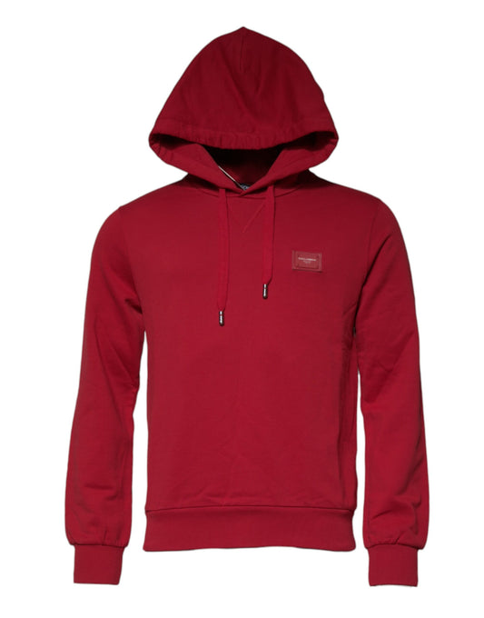 Dolce & Gabbana – Rotes Baumwoll-Sweatshirt mit Logo und Kapuze