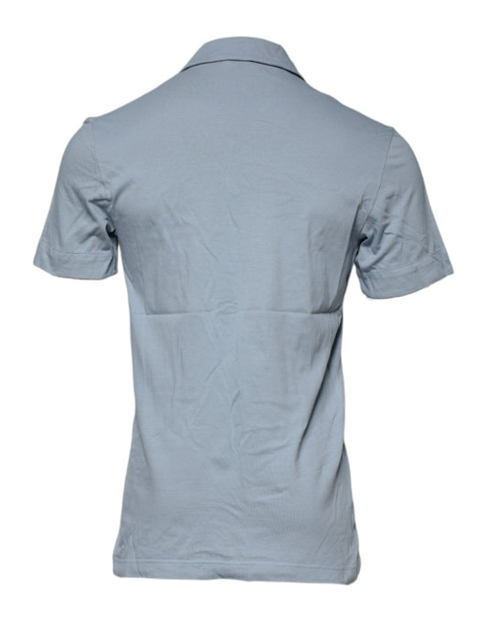Dolce & Gabbana Blaues Poloshirt aus Baumwolle mit Knopfleiste für Herren