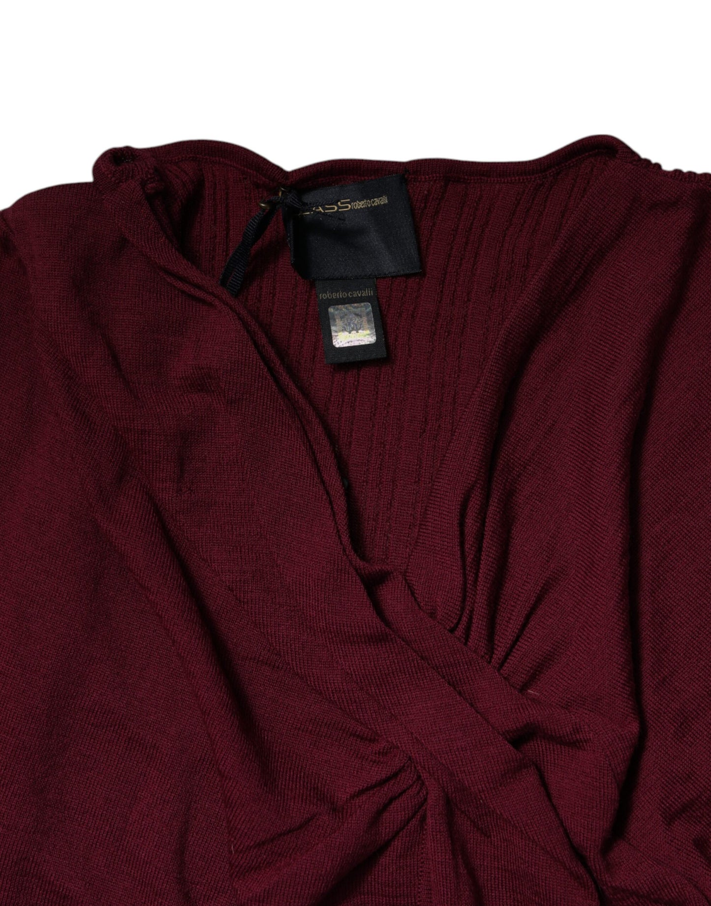Roberto Cavalli Kastanienbrauner Pullover mit Schlüsselloch-Strickpullover
