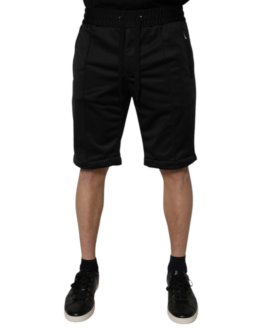 Dolce & Gabbana – Schwarze Bermudashorts aus Polyester mit mittlerer Taille für Herren