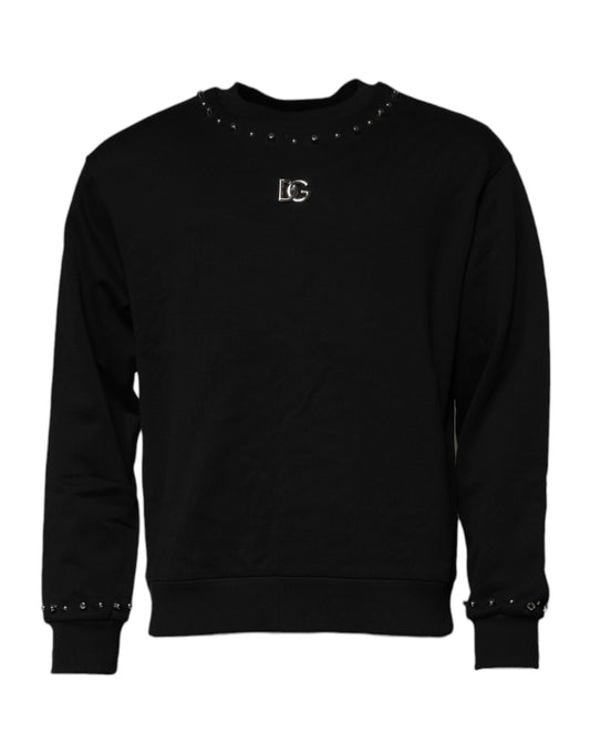 Dolce & Gabbana – Schwarzes Pullover-Sweatshirt mit Logo und Nieten