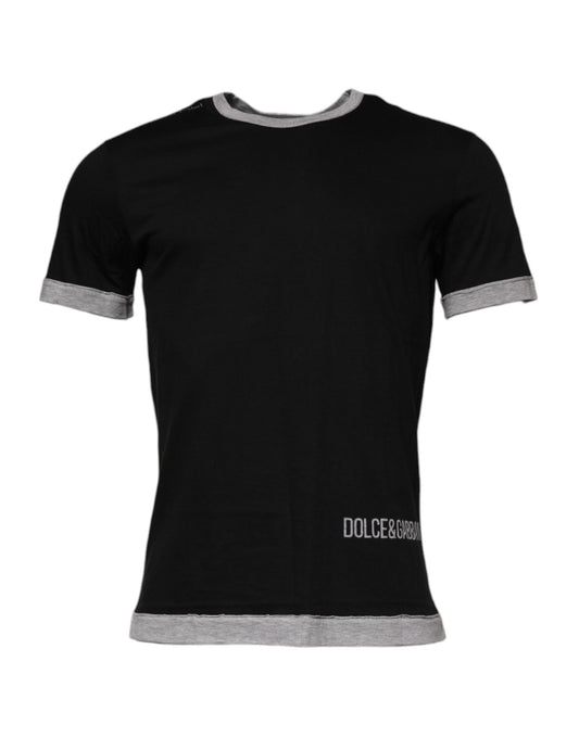 Dolce & Gabbana Schwarzes Logo-T-Shirt aus Baumwolle mit Rundhalsausschnitt für Herren