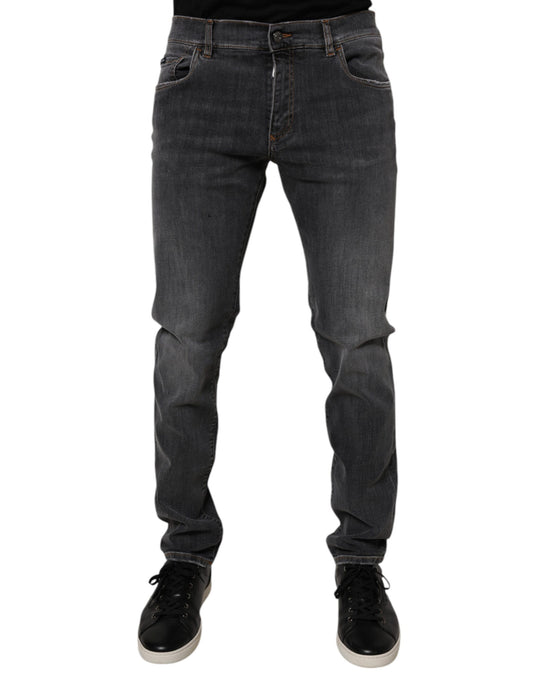 Dolce & Gabbana – Slim-Fit-Jeans aus gewaschener Baumwolle in Dunkelgrau