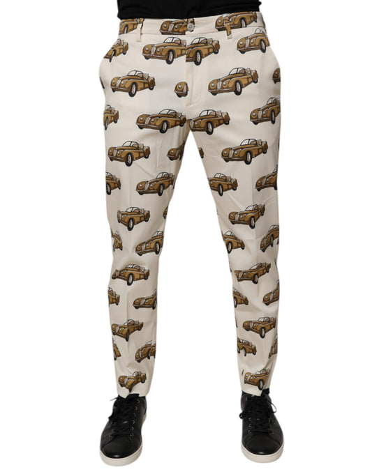 Dolce & Gabbana Off White Cars Skinny Jeans aus Baumwolle für Herren