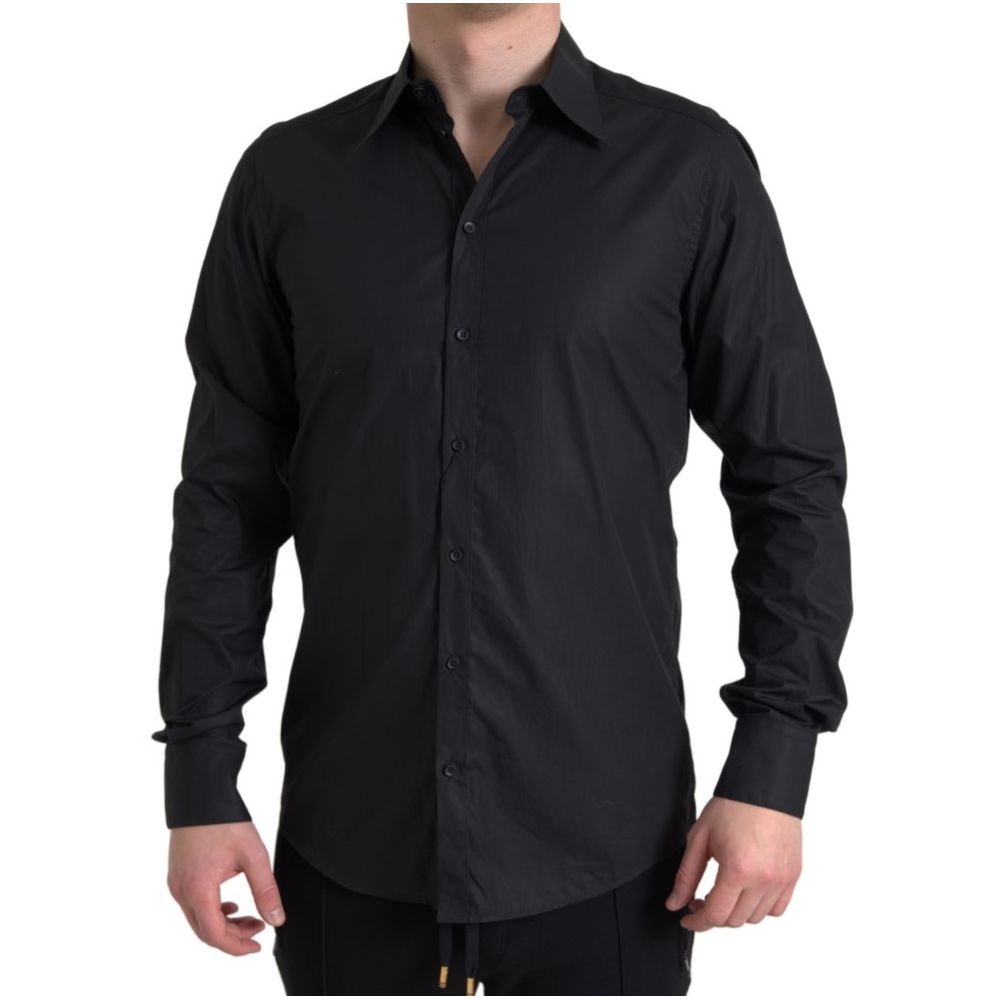 Dolce & Gabbana schwarzes Baumwoll-Oberhemd