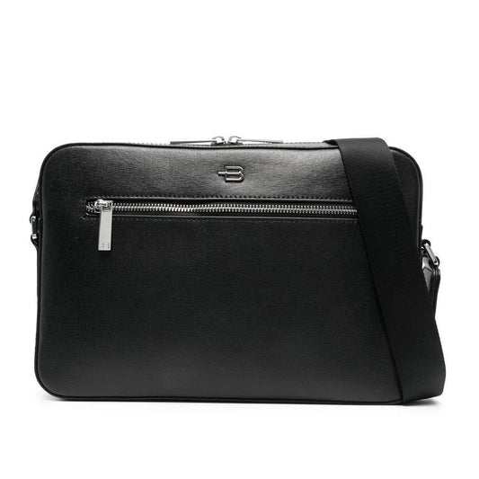 Baldinini Trend Messenger Bag aus schwarzem Kalbsleder