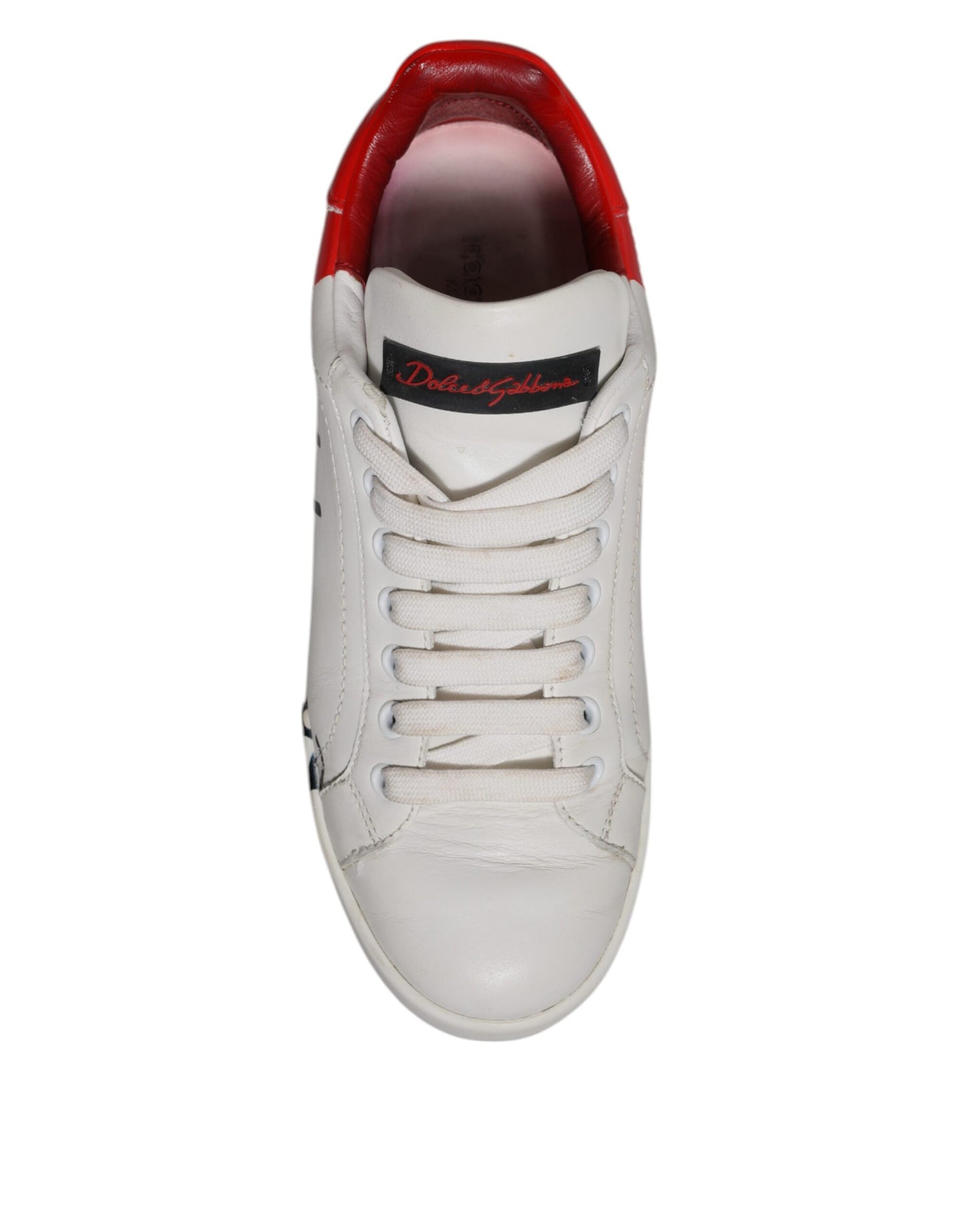 Dolce & Gabbana Weiß Rot Logo Portofino Sneakers Schuhe
