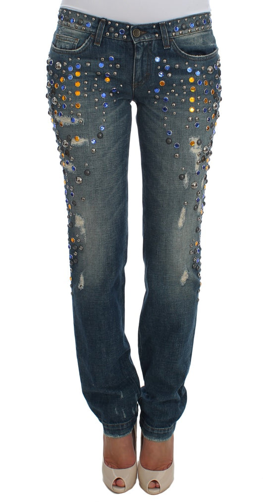 Dolce & Gabbana – GIRLY – Slim-Fit-Jeans mit Kristallverzierung