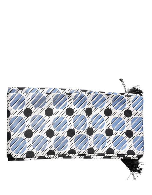 Dolce & Gabbana – Schmaler Seidenschal mit weißen und blauen Punkten