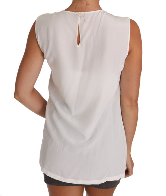 Dolce & Gabbana – Camisole-T-Shirt „I LOVE ITALY“ aus weißer Seide