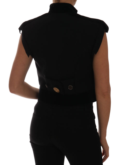 Dolce & Gabbana – Schwarze, verzierte Militärjacke mit Blumenmuster