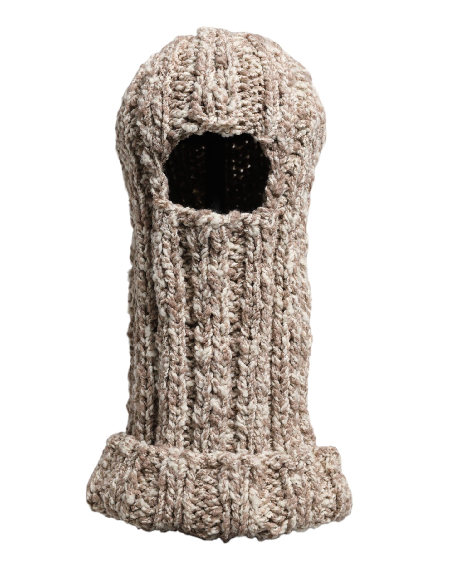 Dolce & Gabbana Beige Wollstrick-Skimaske Balaclava-Mütze