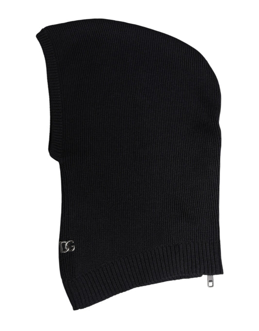 Dolce & Gabbana Balaclava-Mütze aus schwarzer Wolle für den ganzen Kopf
