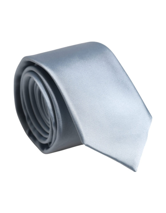 Dolce & Gabbana Hellblaue, einfarbige, verstellbare Seidenkrawatte