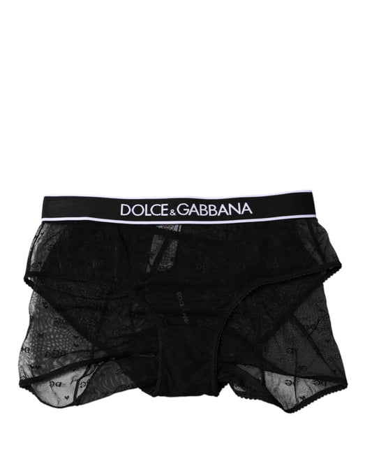 Dolce & Gabbana – Schwarze Nylon-Höschen mit mittlerer Taille aus Tüll