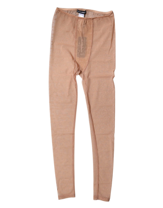Dolce & Gabbana Nude Beige Logo Spitzen Dessous Höschen Unterwäsche