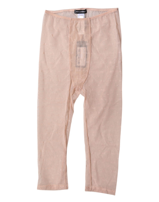 Dolce & Gabbana Beige Logo Spitzenunterwäsche Kurze Strumpfhose Unterwäsche